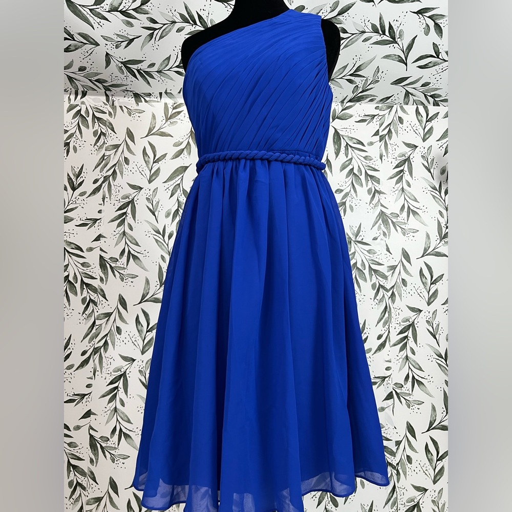 Bridesmaid Prom Evening Size S 6 Royal Blue Plated Mini Dress Cocktail NWT #C